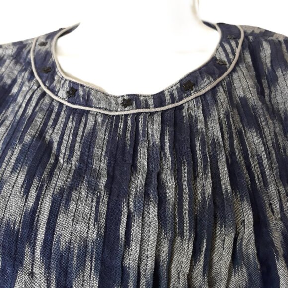 NWOT Scotch & Soda Blouse 2 Shirred Embellished 3/4 Sleeve Abstract Print Boho - Picture 2 of 11